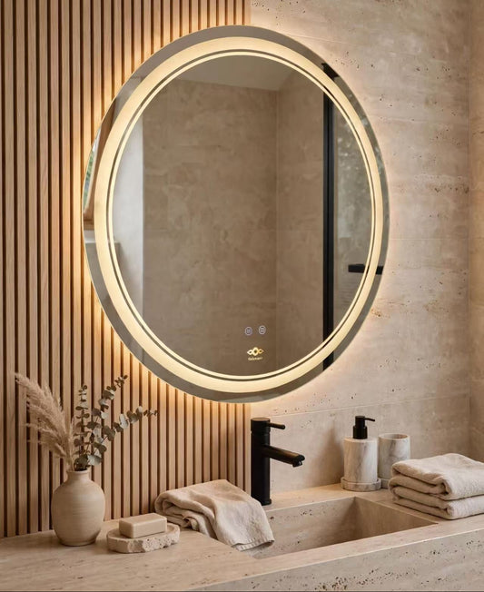 Miroir LED Nelsmann - miroir salle de bain avec éclairage LED intégré et réglabe