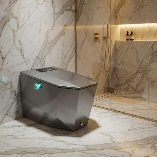 wc japonaise Nelsmann KONGO design gris anthracite dans une salle de bain en marbre