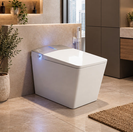 wc japonais lavant pose dans une salle de bain au sol