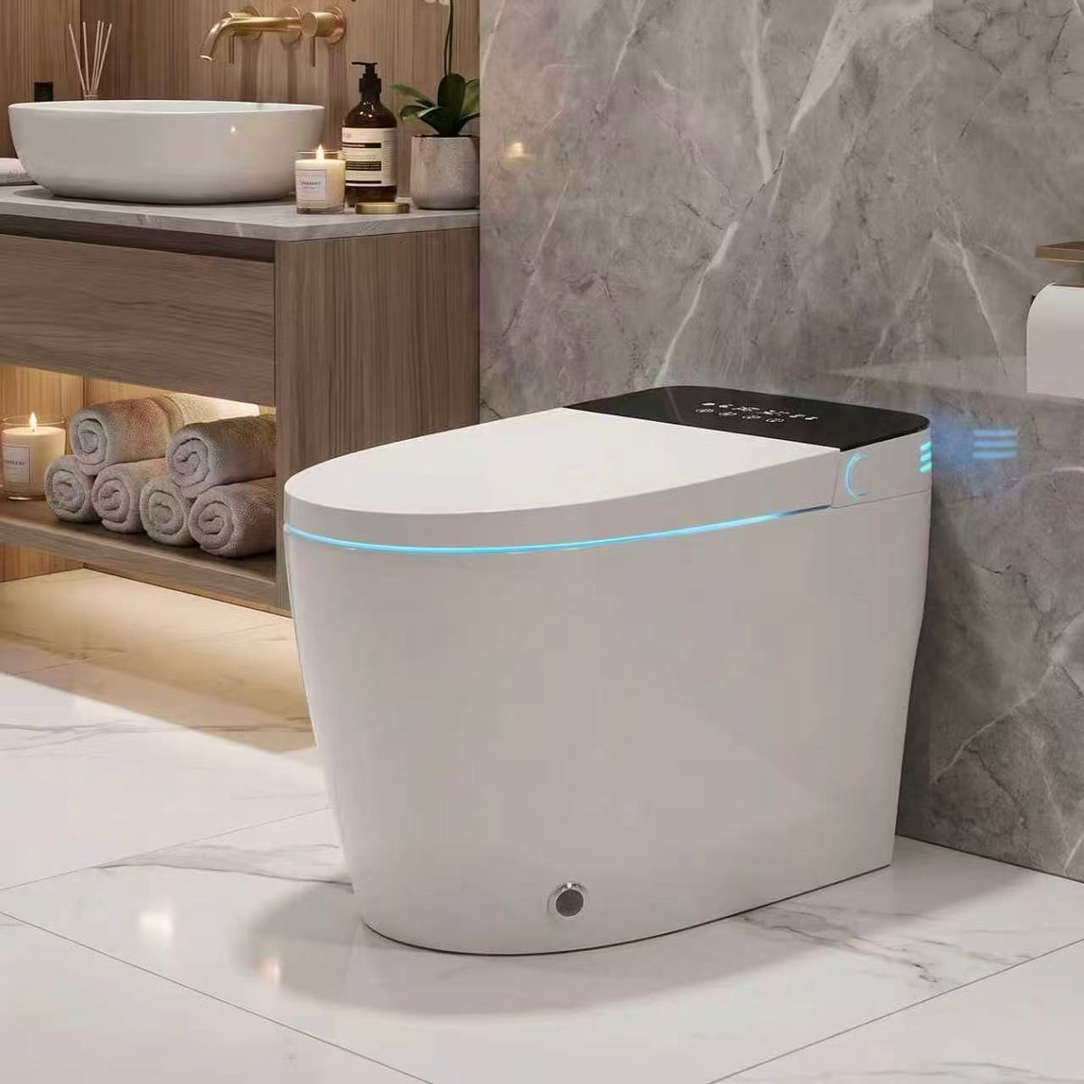 wc japonais dans une salle de bain carrelage blanc