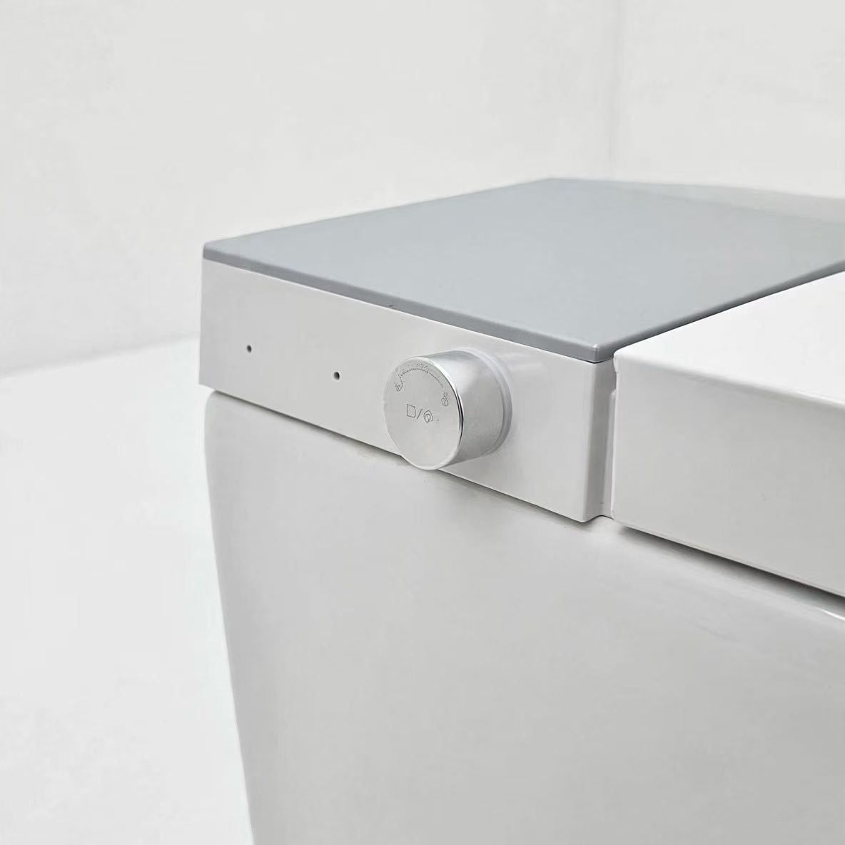 Molette de commande intelligente en aluminium sur le côté de la toilette japonaise Nelsmann KAKU à capot gris