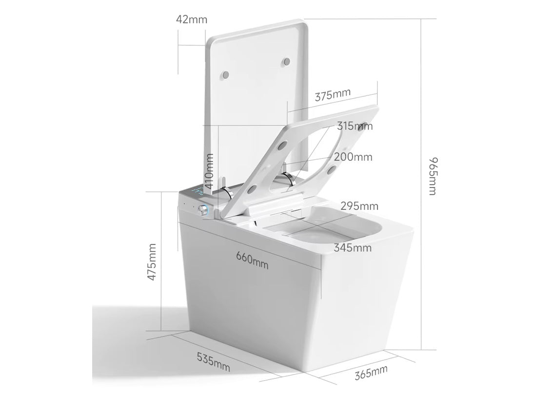 Toilette Japonaise Nelsmann Gris rectangle avec dimensions en mm