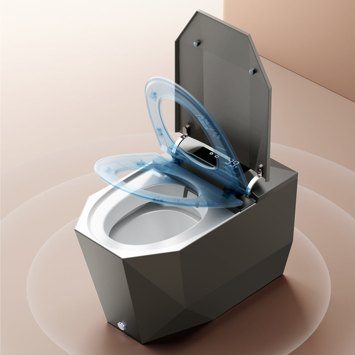 Toilette japonaise luxe Nelsmann KONGO ouverte forme rectangle avec bidet intégré