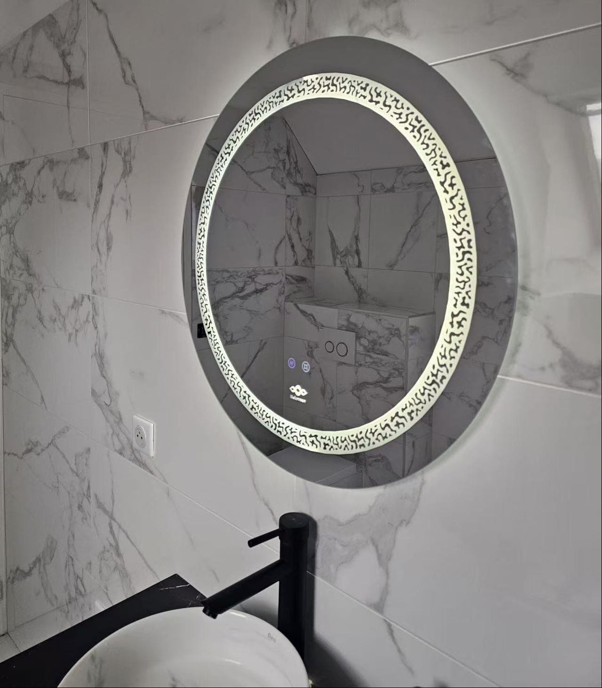 magnifique éclairage du miroir nelsmann blanc aurea anti-buée triple éclairage 