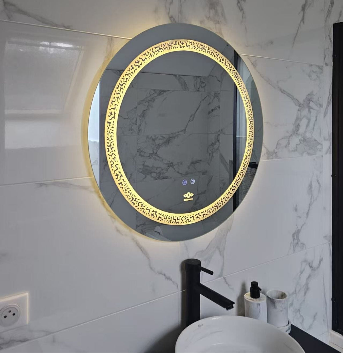 miroir anti-buée eclairage triple vue de coté