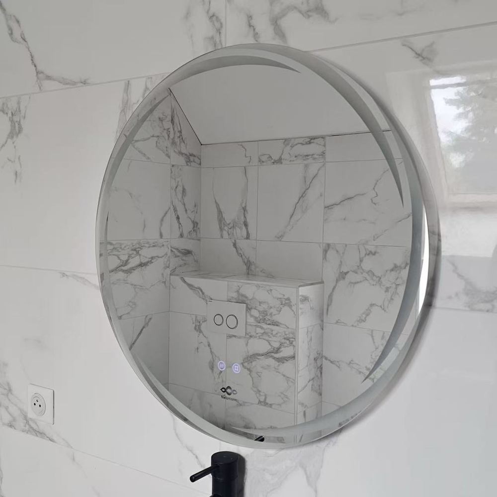 Miroir rond Nelsmann Aura éteint avec motifs dépolis en croissant
