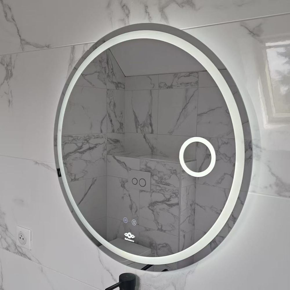 Miroir LED anti-buée Nelsmann Elys en blanc froid avec loupe grossissante