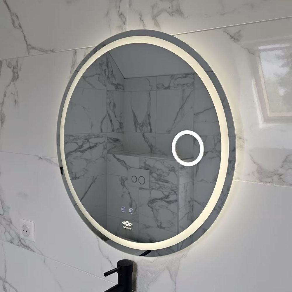 Miroir LED anti-buée Nelsmann Elys avec loupe grossissante lumineuse intégrée