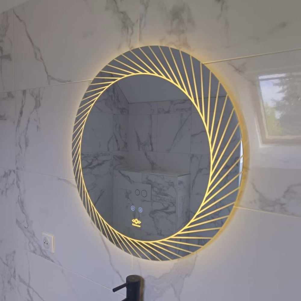 Miroir LED rond Nelsmann Neora avec éclairage doré rétroéclairé