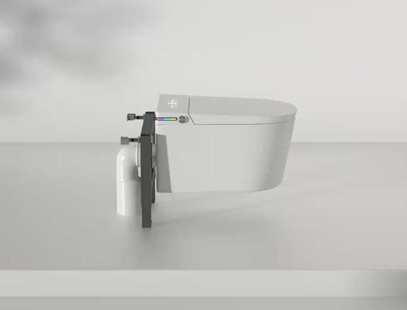 Bâti-support de la toilette japonaise suspendue Nelsmann SORA, vue de côté sur fond neutre