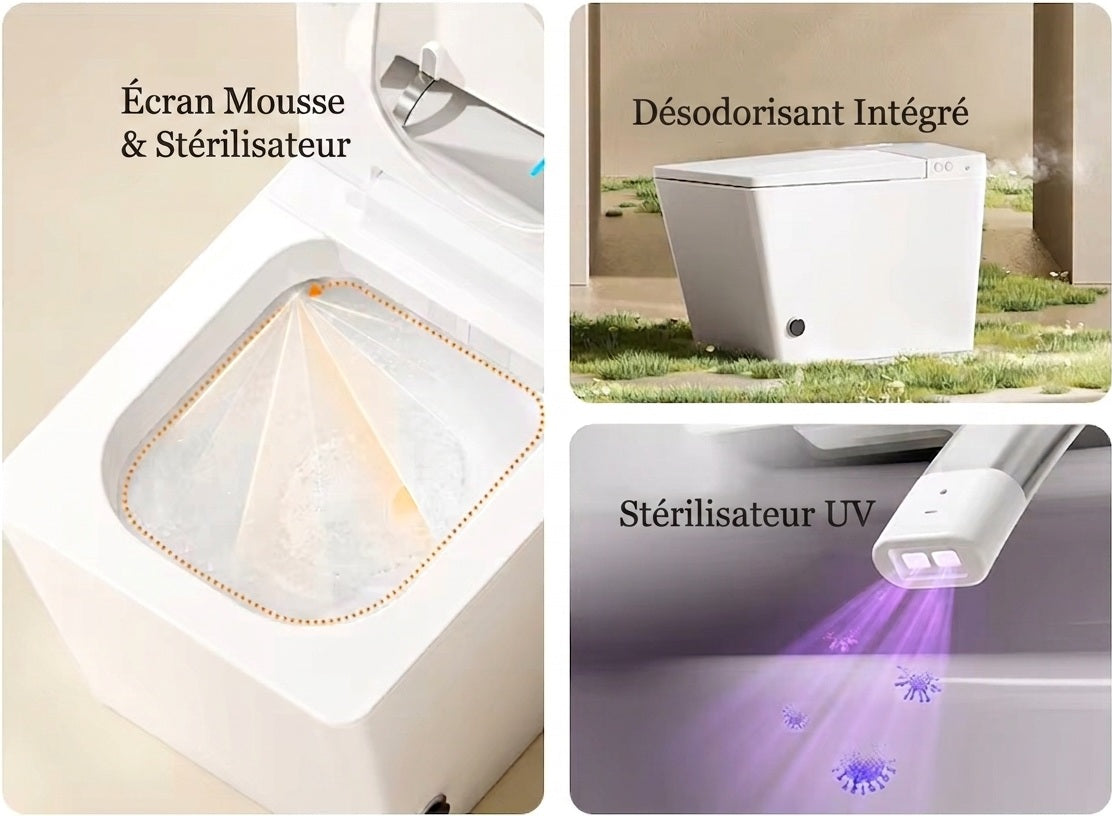Toilette Japonaise Nelsmann Gris avec fonction stérilisateur et écran mousse