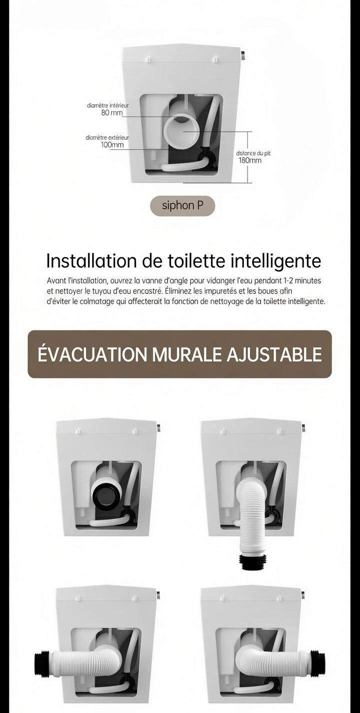 Vue de derrière avec notice d'installation de la Toilette Japonaise Nelsmann Gris