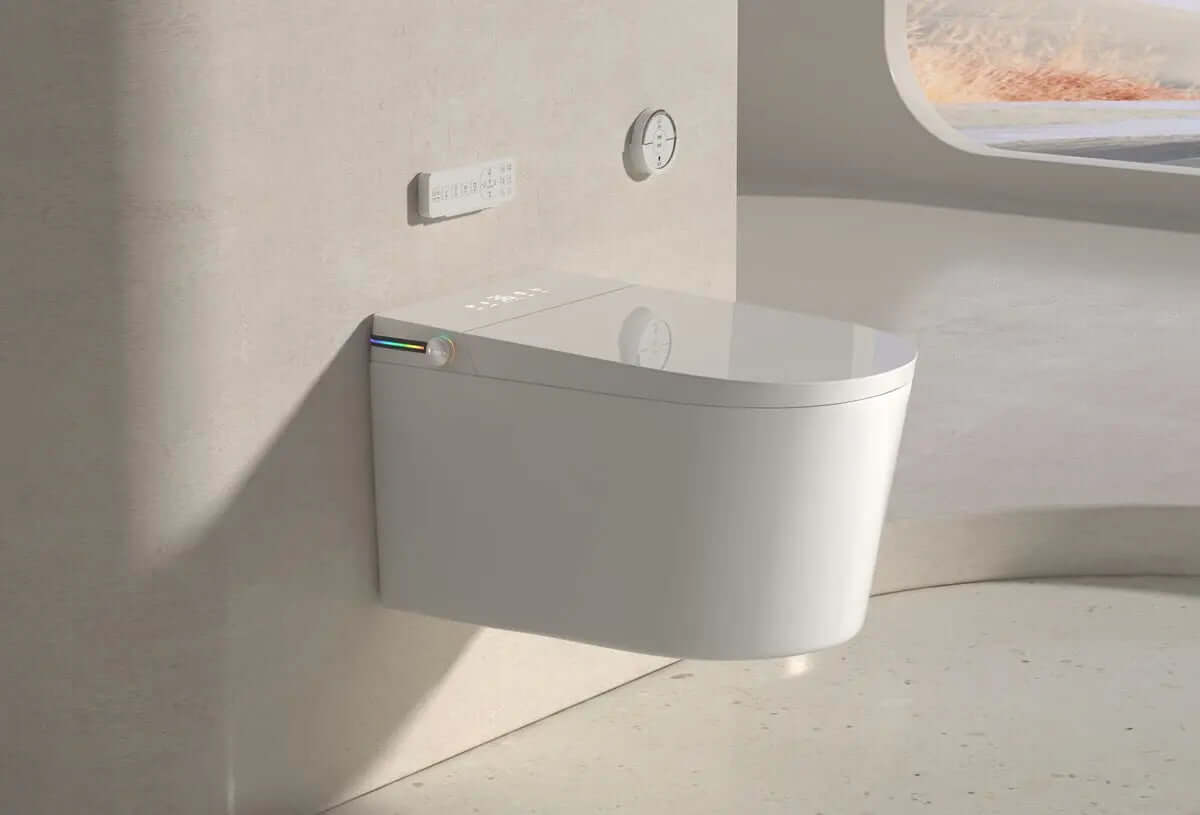 Toilette Japonaise Suspendue Nelsmann SORA avec design moderne et élégant sur mur.
