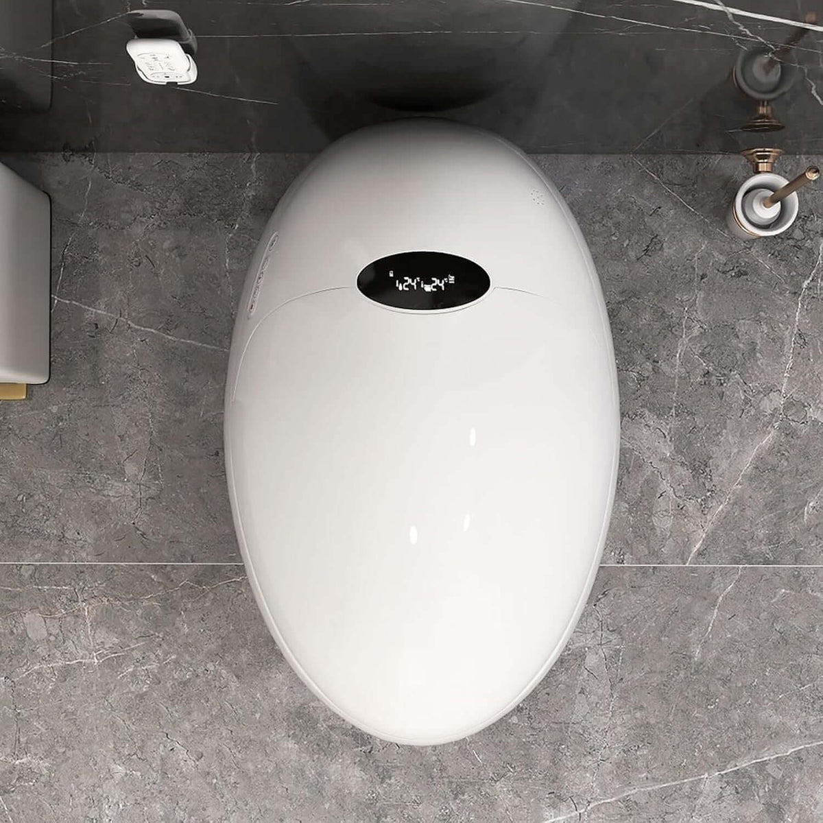 Toilette Japonaise Intelligente Nelsmann TAMAGO vue du dessus avec écran d'affichage LED