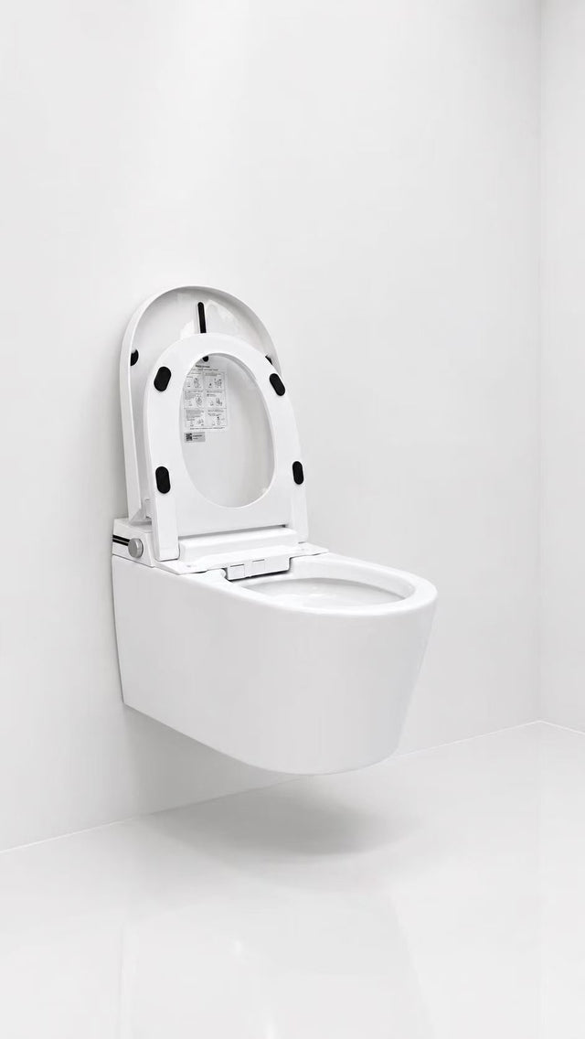 WC japonais suspendu Nelsmann SORA avec abattant et lunette ouverts