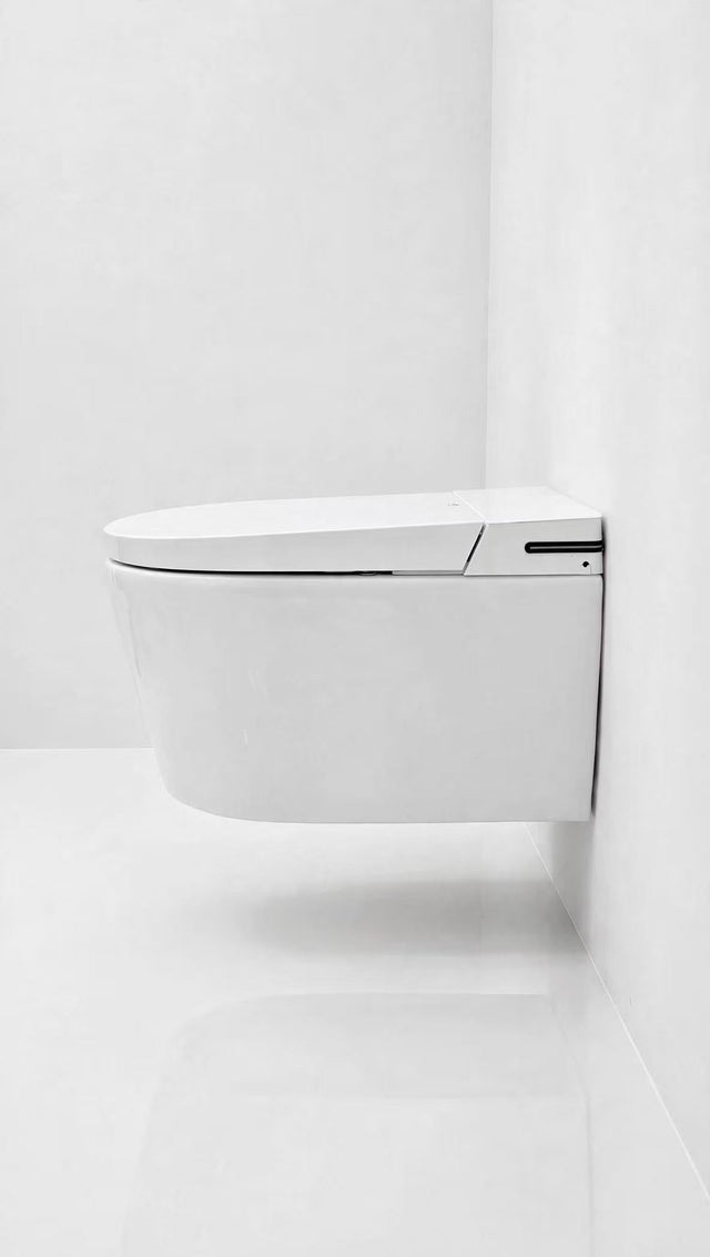 WC japonais suspendu Nelsmann SORA vu de profil, fixé au mur