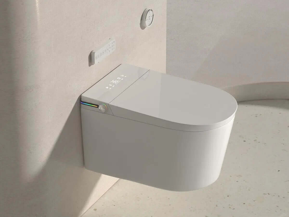 Toilette Japonaise Suspendue Nelsmann SORA au design moderne et élégant suspendue au mur.