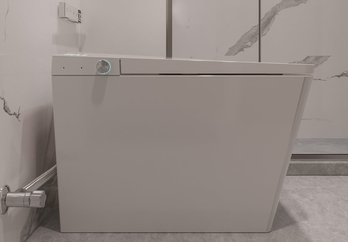 Vue de côté de la Toilette Japonaise Intelligente Nelsmann KAKU Blanc avec ouverture automatique
