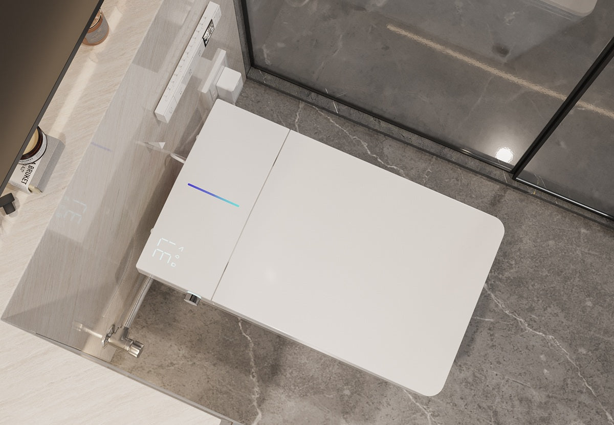 Toilette Japonaise Intelligente Nelsmann KAKU Blanc vue du dessus avec éclairage du cadran