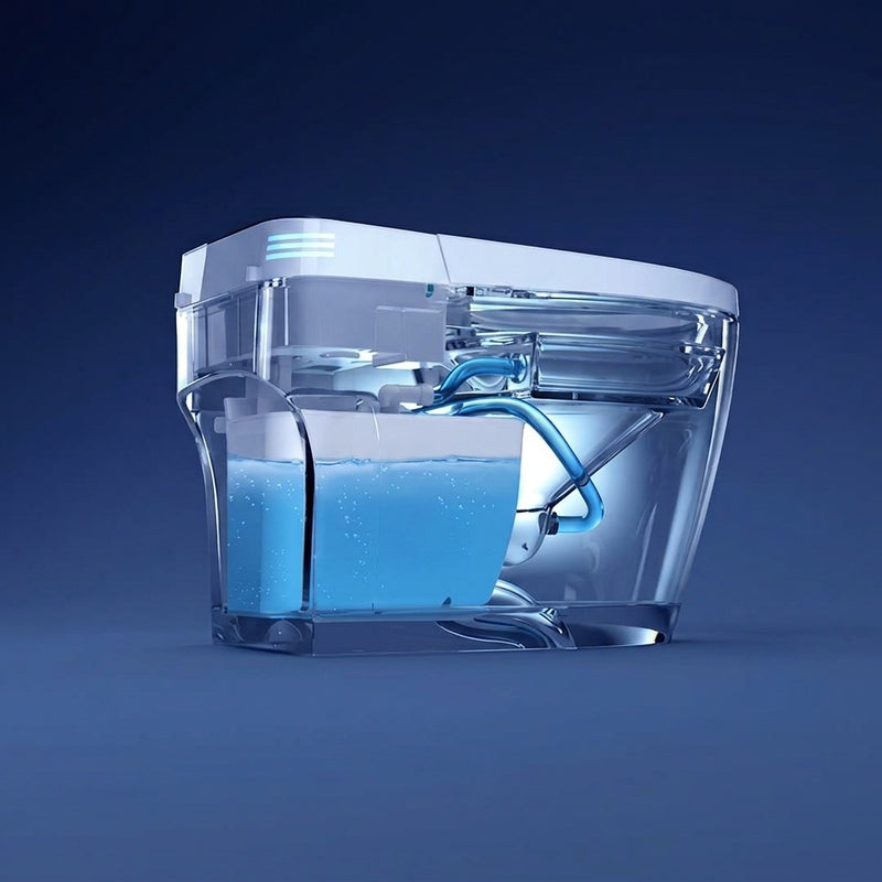 Toilette Japonaise Nelsmann HIKARI — Schéma technique en transparence du système de chasse