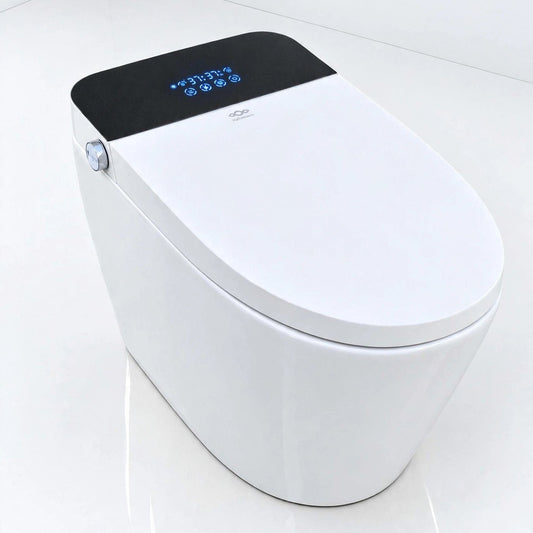 wc japonais lavant nelsmann hikari sur fond blanc avec ecran digital sur la temperature eau