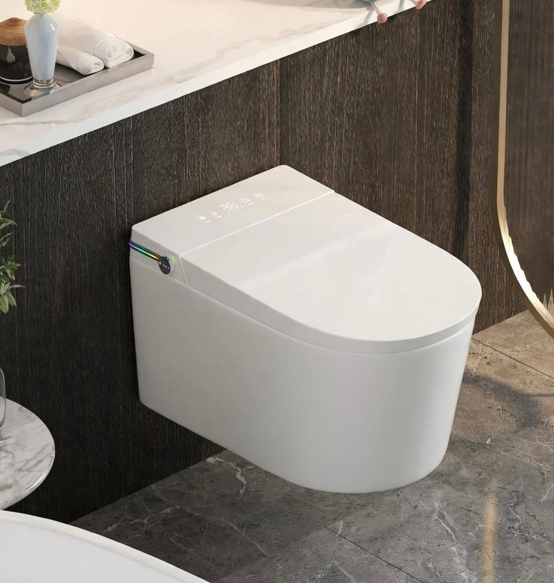 Toilette Japonaise Suspendue Nelsmann SORA dans une salle de bain moderne 